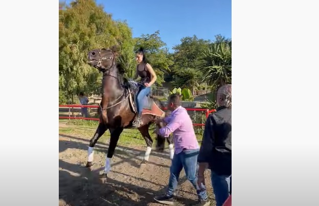 Cette jeune cavalière évite une chute de justesse... et c'est impressionnant !