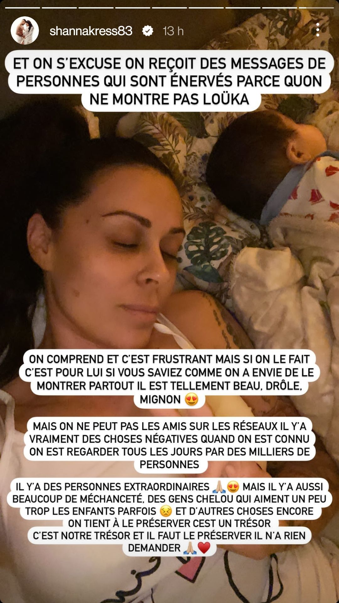 Shanna Kress explique pourquoi elle ne montre pas son fils Loüka sur les  réseaux sociaux