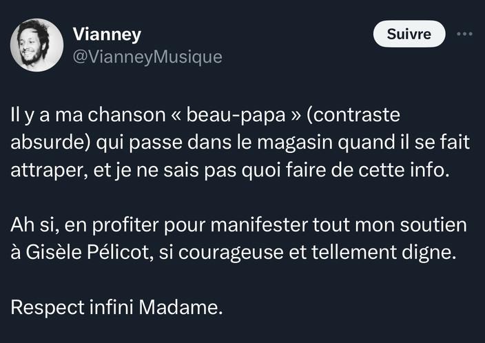 Vianney "n'est plus sur Twitter" : le chanteur épinglé pour un tweet polémique sur Gisèle Pélicot