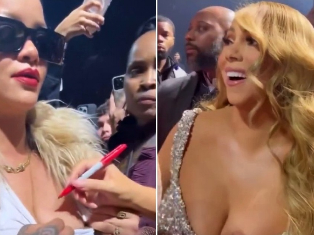 Quand Mariah Carey signe un autographe… sur la poitrine de Rihanna !