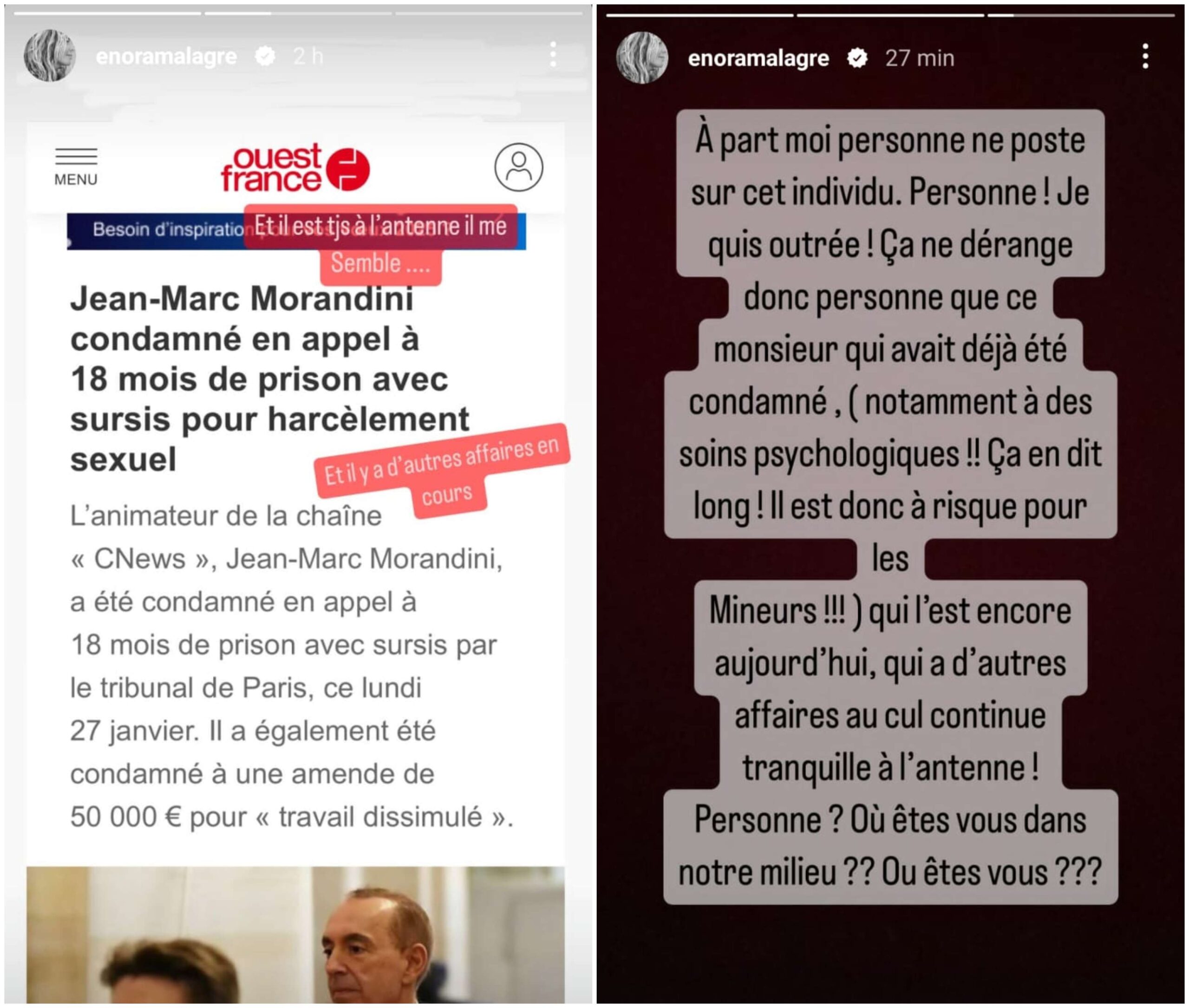 Jean-Marc Morandini condamné à 18 mois avec sursis, Enora Malagré prend la parole : "Où êtes-vous ?"