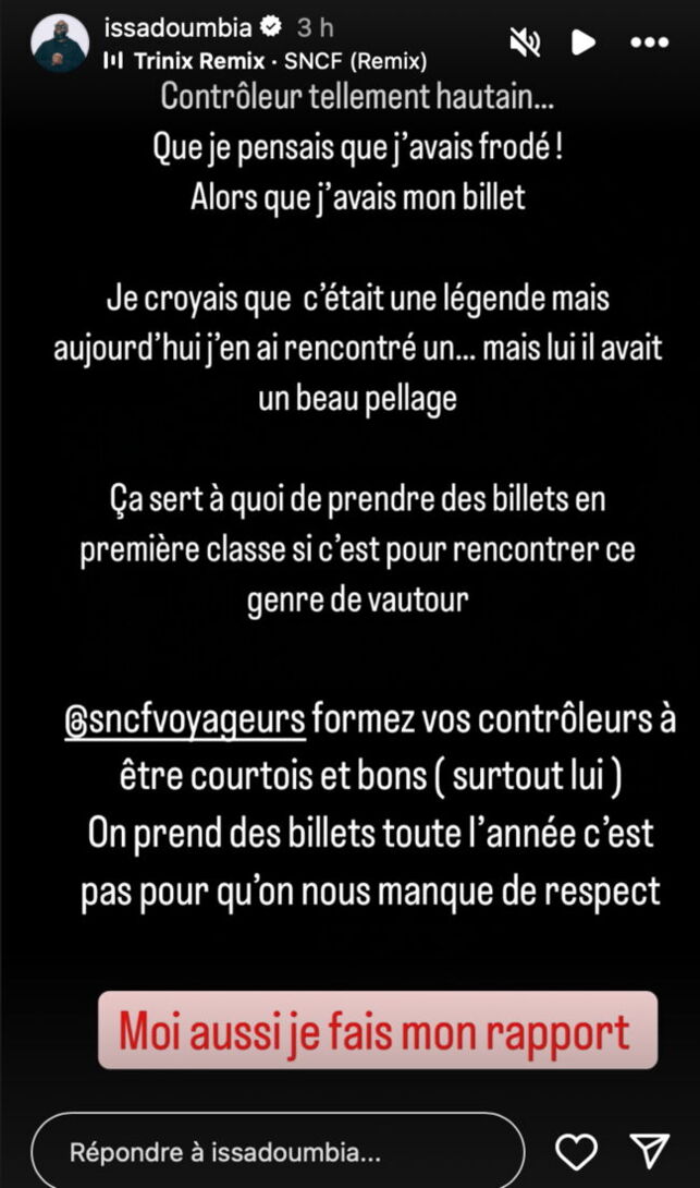 Issa Doumbia en colère face à un contrôleur SNCF irrespectueux : "Ce genre de vautour"